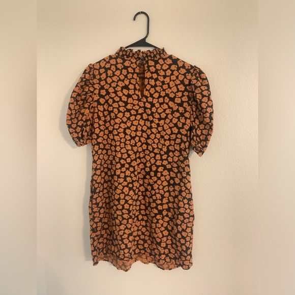 Who What Wear Linen Blend Puff Sleeve Floral Dress - Picture 4 of 10